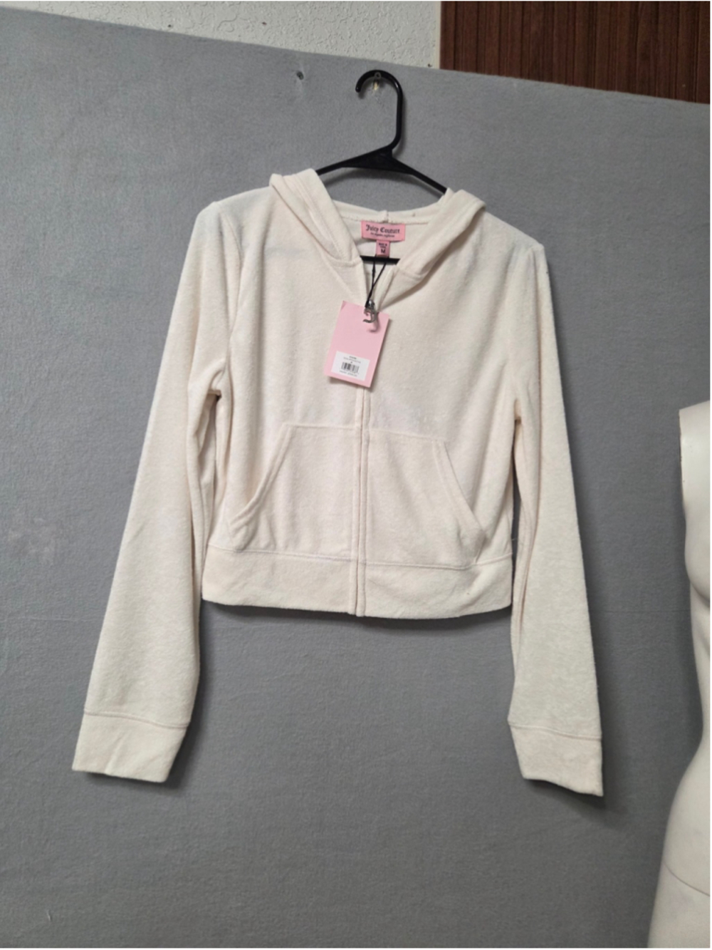 Women's Juicy Couture Beige Velour Zip-Up Hoodie, Size M